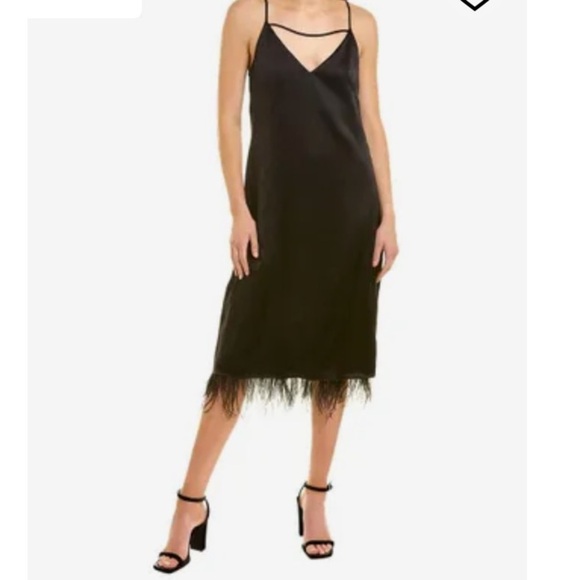 Bailey / 44 Leilani Burgundy Slip Dress with Feather Hem - Picture 1 of 12